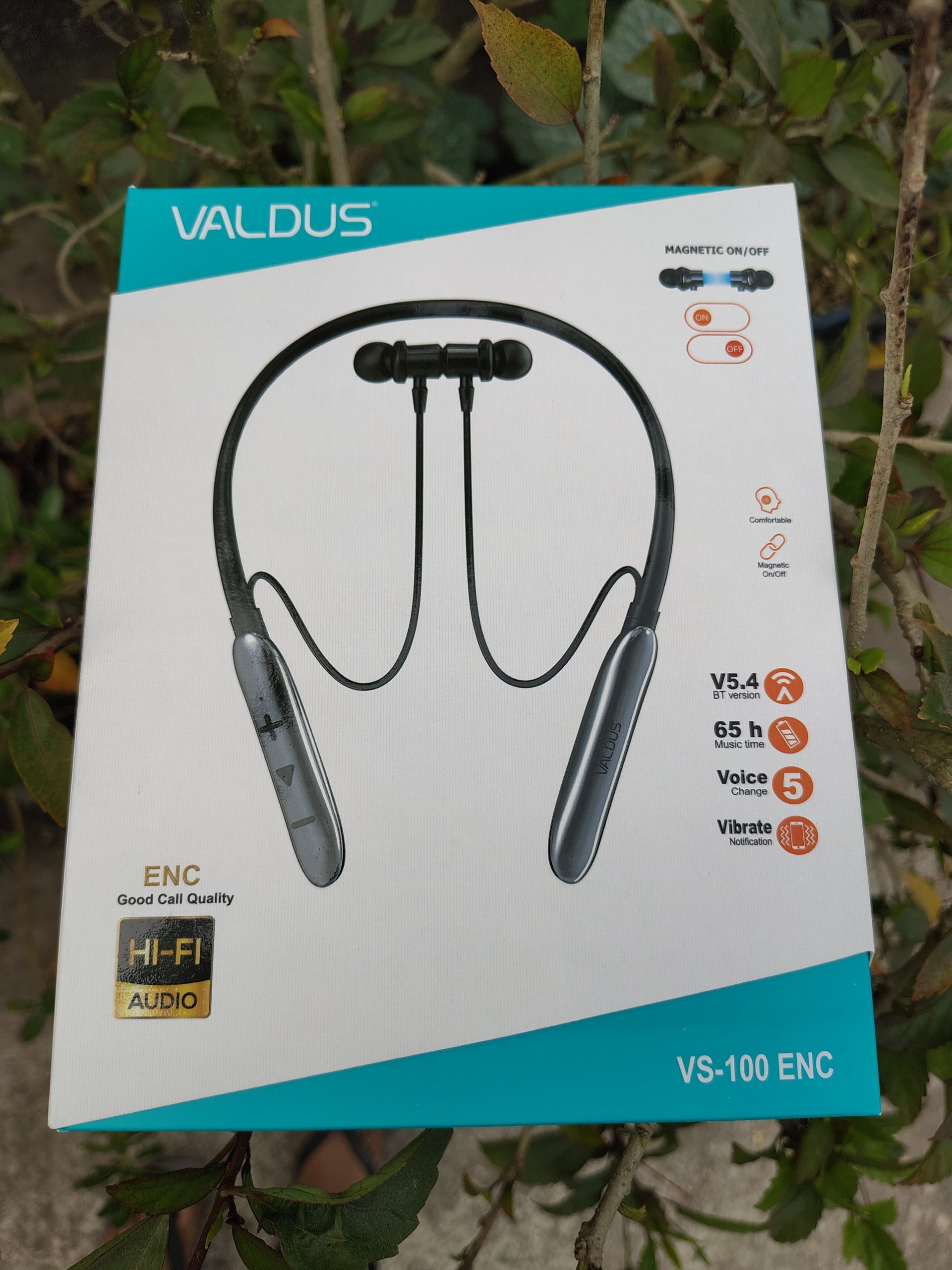 Valdus VS-100 ENC Neckband with Voice Change, Vibration Alert & Magnetic On/Off